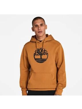 Timberland Mens Small Kennebec River Tree Logo Hoodie Wheat